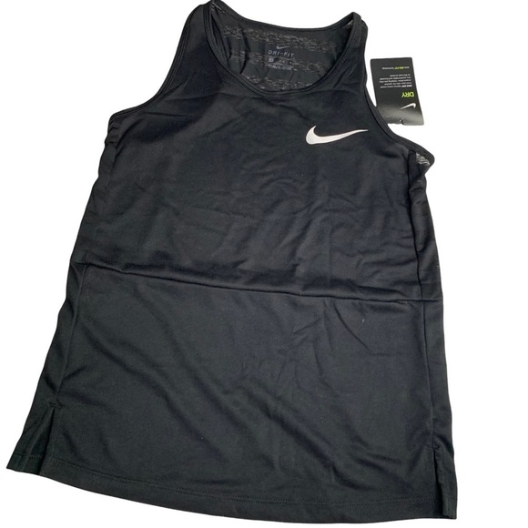 Girls Nike Black Tank Top High Neck Striped Sheer Racerback Size Large - Picture 8 of 11